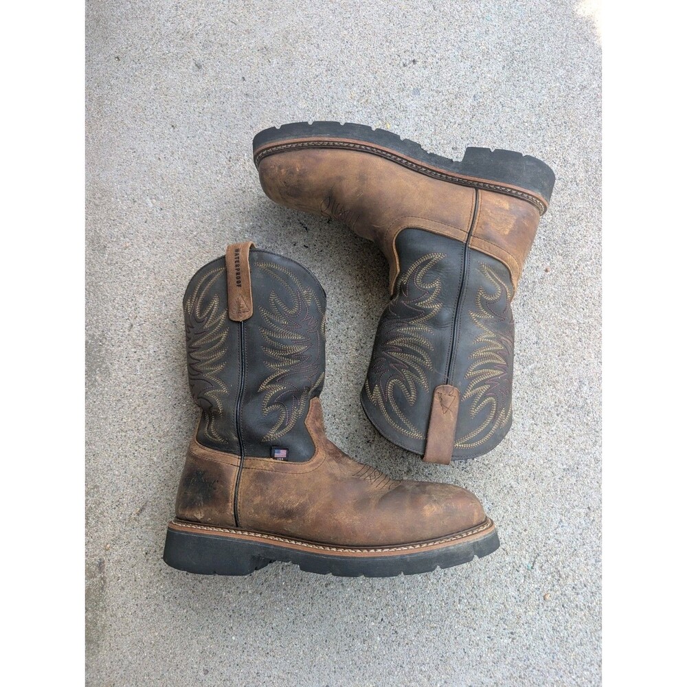 Thorogood American Heritage Wellington Boots Brown Black Steel Toe Mens 10D
